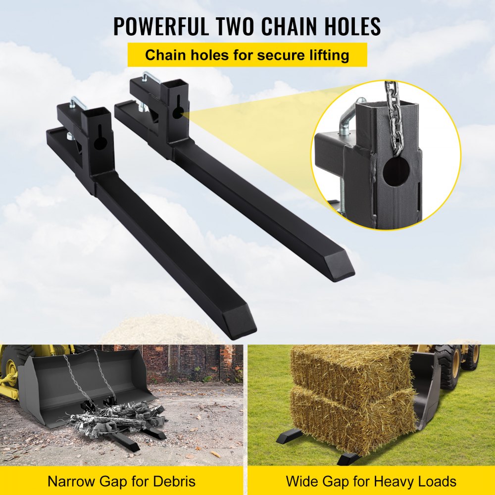 UN-C-2000LB - Heavy-Duty 46.9" Clamp-On Forks for 2000 lbs Capacity