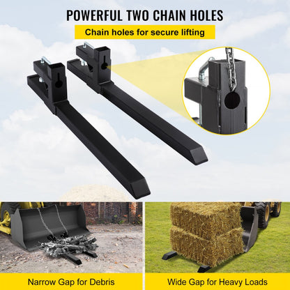 UN-C-2000LB - Heavy-Duty 46.9" Clamp-On Forks for 2000 lbs Capacity