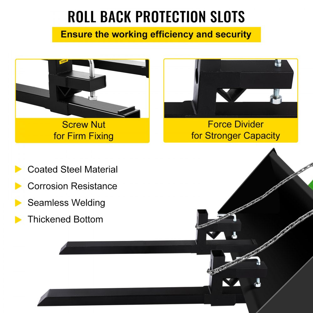 UN-C-2000LB - Heavy-Duty 46.9" Clamp-On Forks for 2000 lbs Capacity