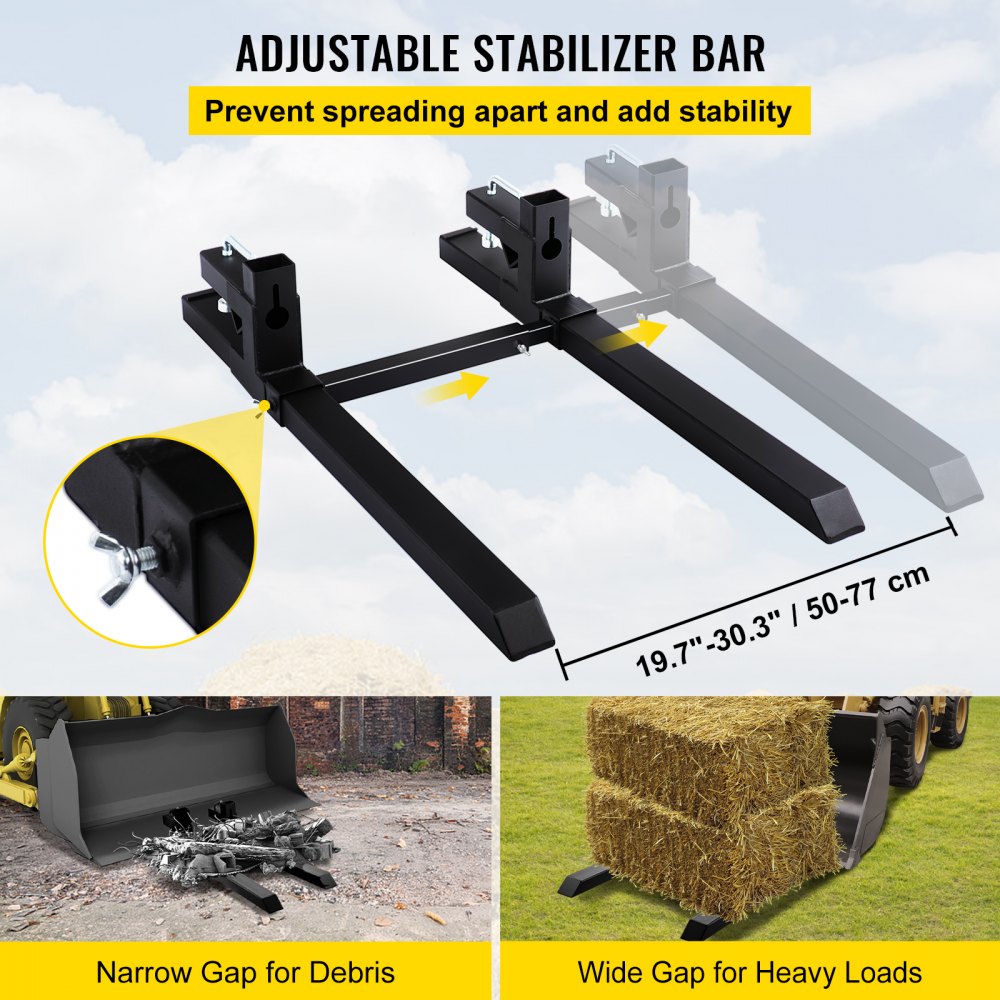 C-2000LB - 60" VEVOR Heavy-Duty Pallet Forks for Loaders, 2000 lbs Capacity