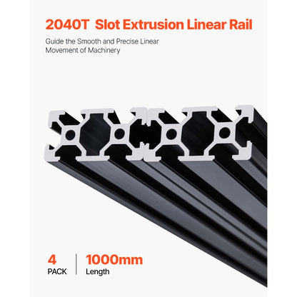 2040-100-4 - 39.4" Durable Aluminum T Slot Linear Rail System (4 Pieces)