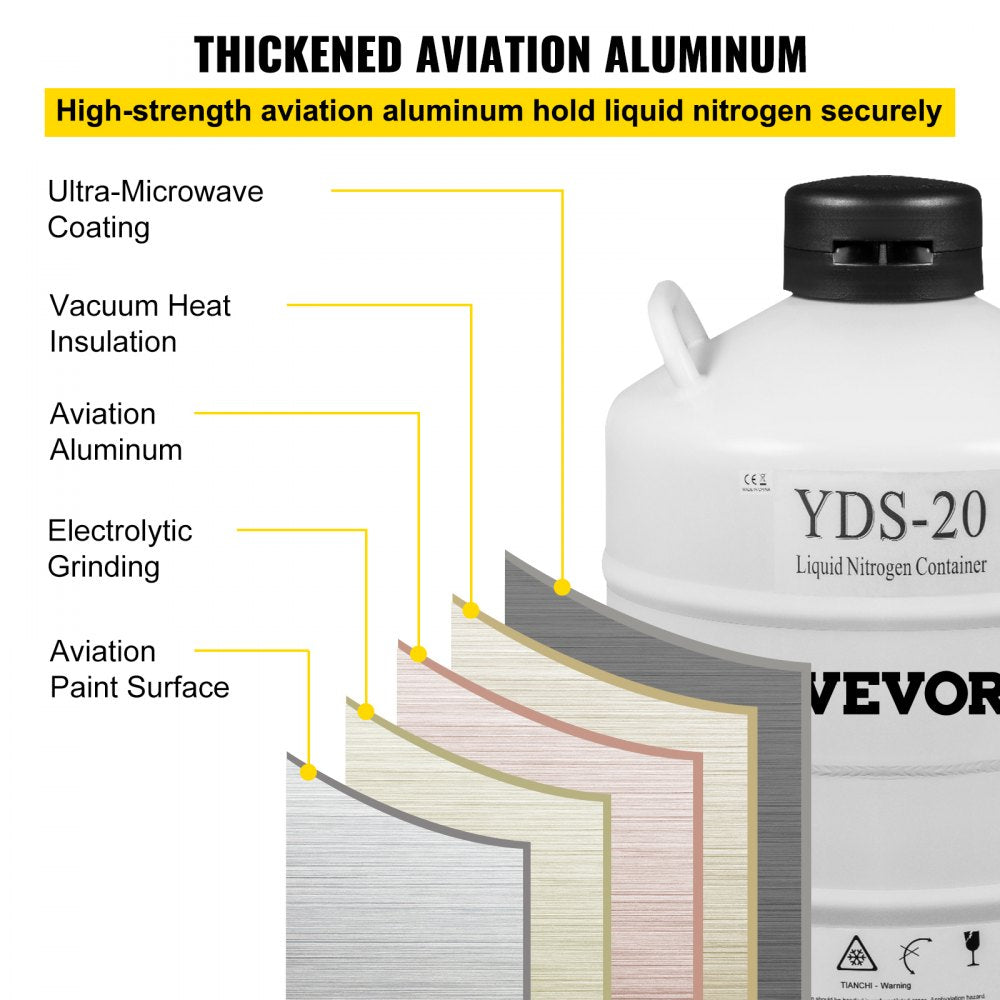 010719379820 - 20L Lightweight Liquid Nitrogen Tank for Labs & Research