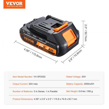 VV-SP2020 - High-Capacity 2000mAh 20V Lithium-Ion Battery for Power Tools