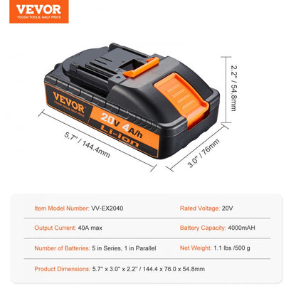 VV-EX2040 - 20V 4000mAh Lithium-Ion Battery for VEVOR Power Tools
