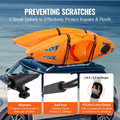 C11-2 - Secure J-Bar Kayak Roof Rack for Two Kayaks