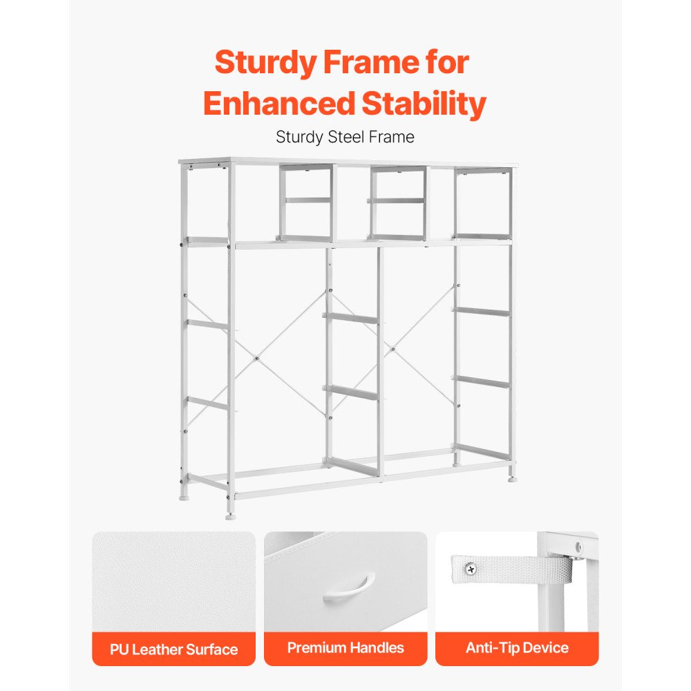 ZWE-BC-SS-06 - Modern 10-Drawer Fabric Dresser with Steel Frame