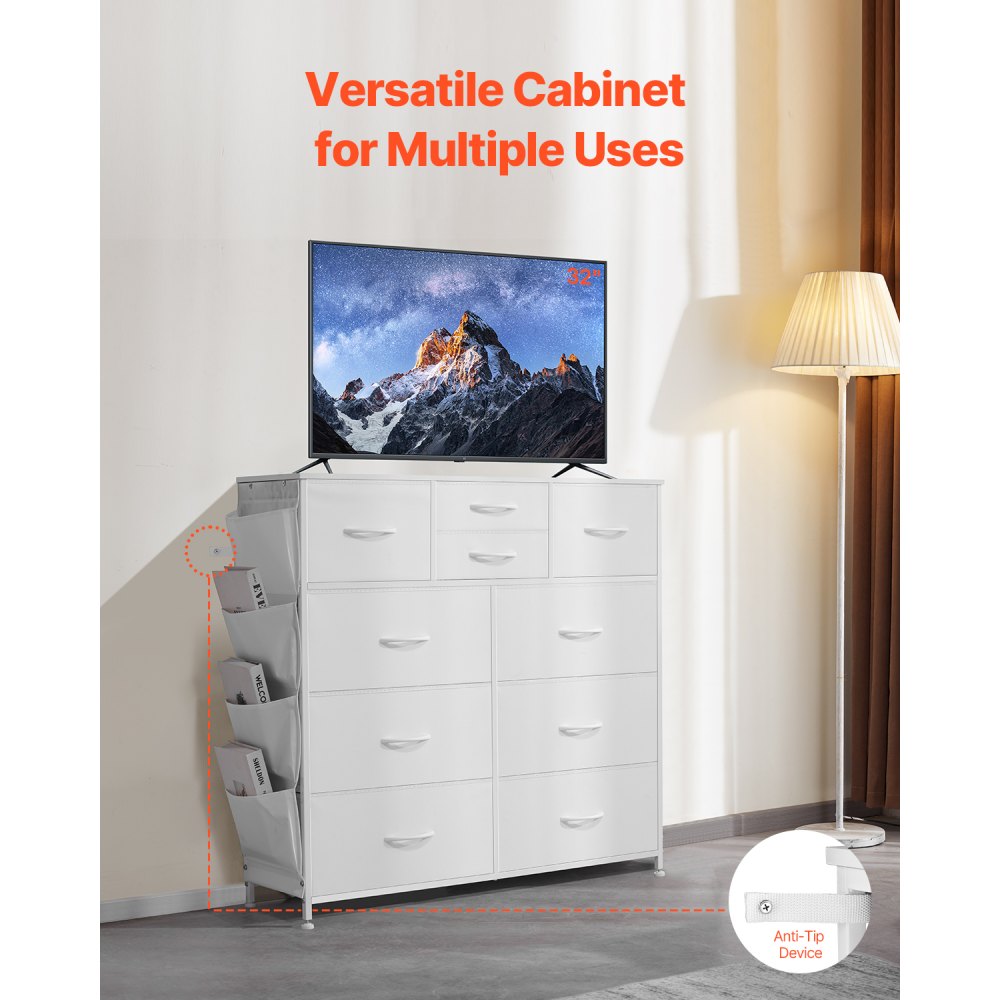 ZWE-BC-SS-06 - Modern 10-Drawer Fabric Dresser with Steel Frame