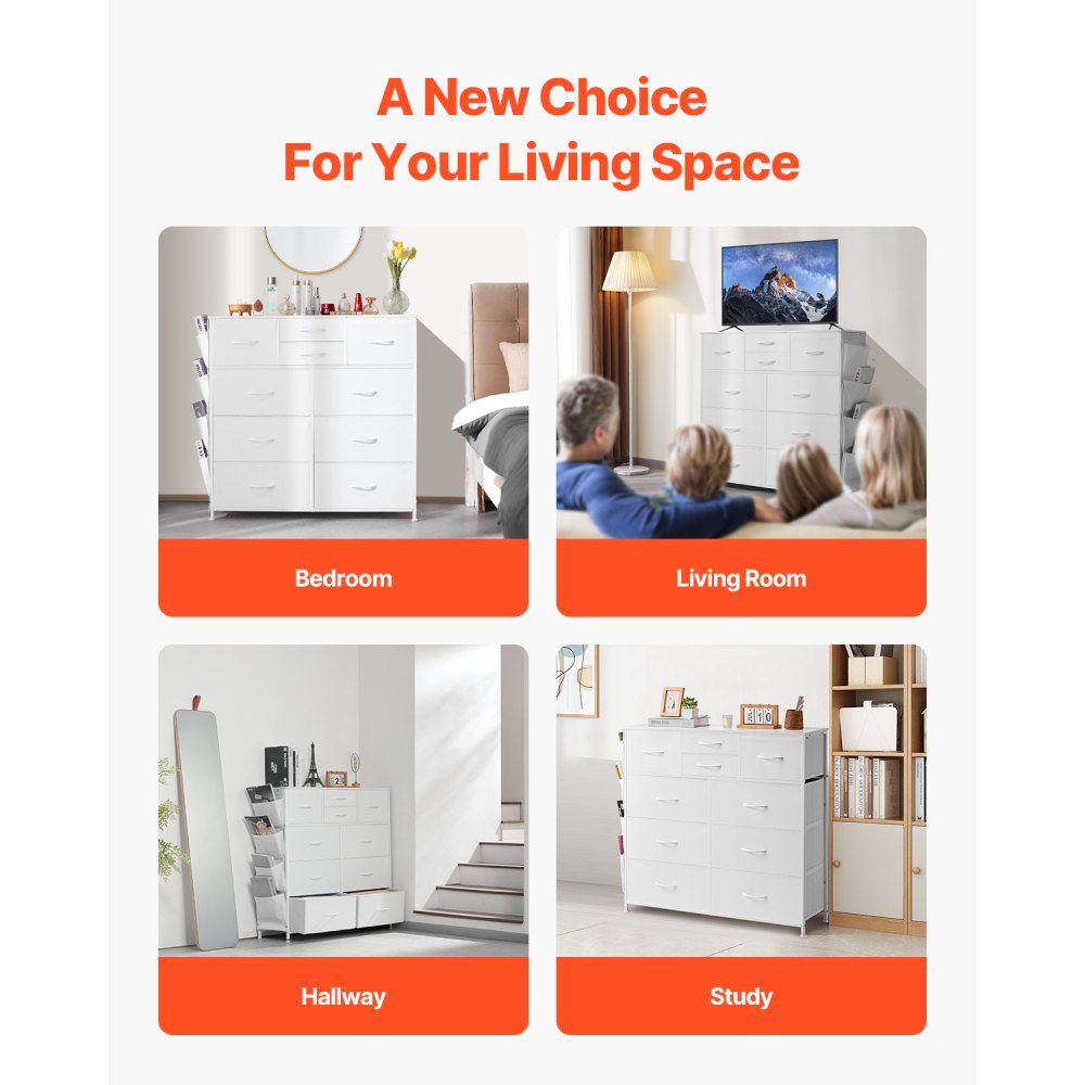 ZWE-BC-SS-06 - Modern 10-Drawer Fabric Dresser with Steel Frame