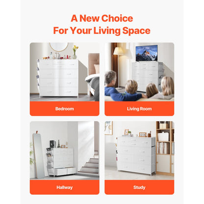 ZWE-BC-SS-06 - Modern 10-Drawer Fabric Dresser with Steel Frame