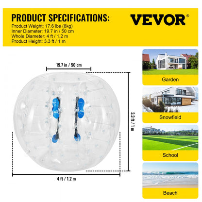 010797062647 - 4FT VEVOR Inflatable Bumper Ball with Handles and Straps