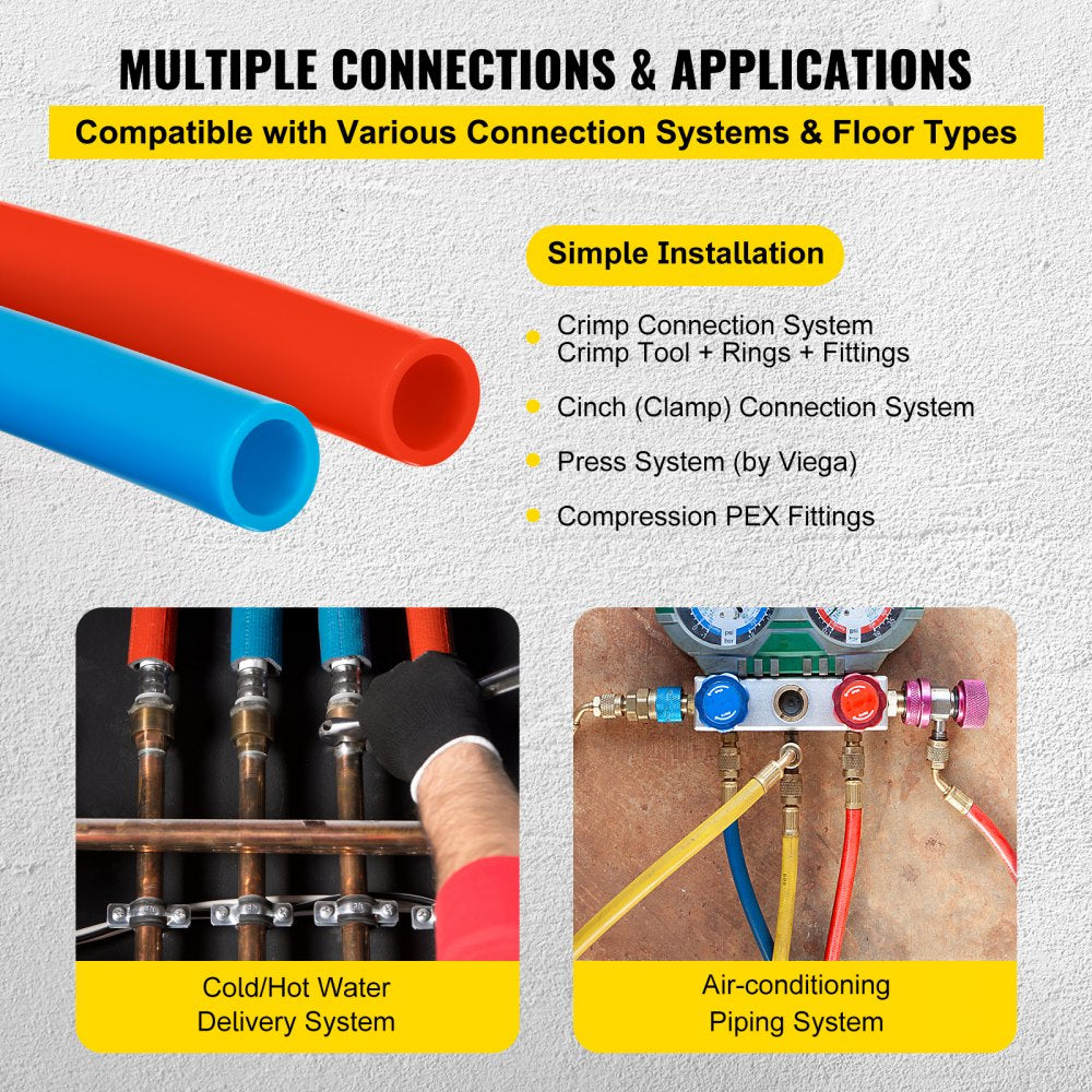 010381526391 - Durable 1/2" PEX Tubing for Radiant Floor Heating, 100ft