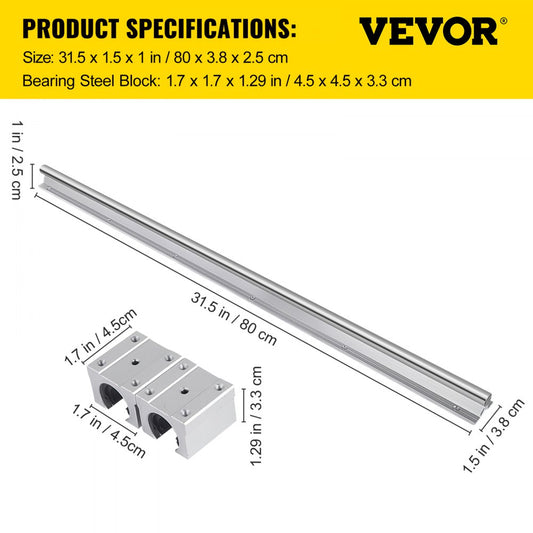 010569305052 - VEVOR 800mm High Precision Linear Rail Kit with Bearing Blocks