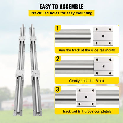 010992917873 - Rust-Resistant 1000mm Linear Rail Kit with 4 Bearing Blocks