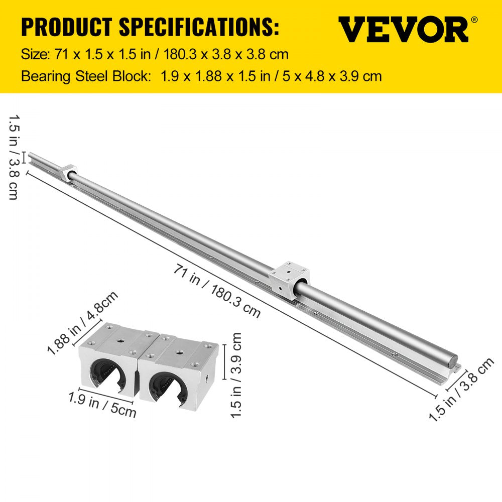 010616861528 - 1800mm SBR20 Linear Rail Kit for Precision Motion