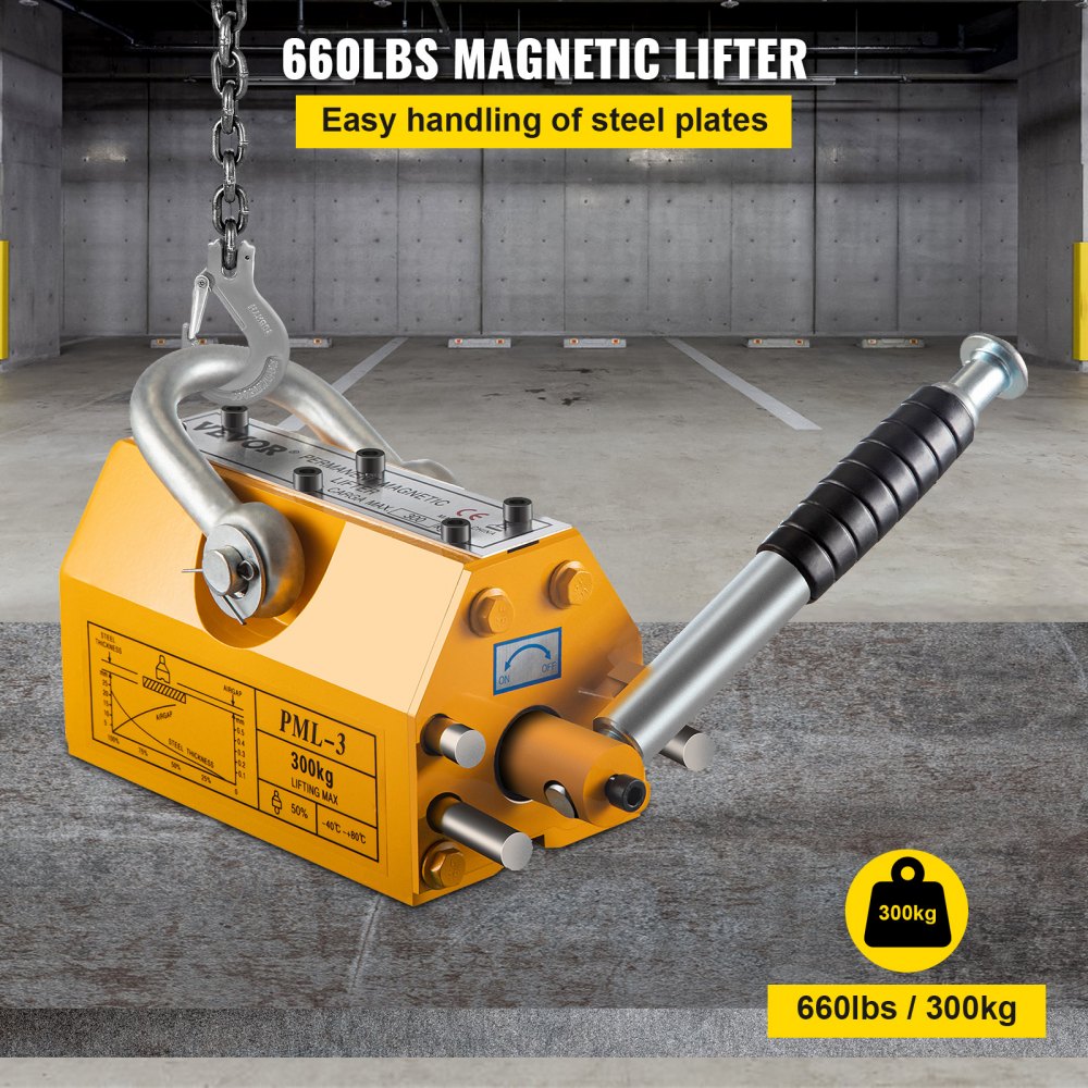 010134500973 - 660 lbs Neodymium Magnetic Lifter with Release Handle