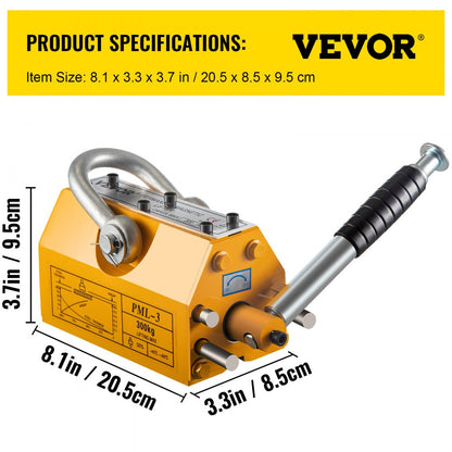 010134500973 - 660 lbs Neodymium Magnetic Lifter with Release Handle