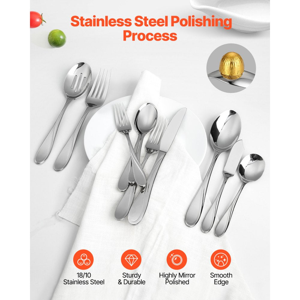3316-65P - Elegant 65-Piece Stainless Steel Flatware Set for Dining & Entertaining