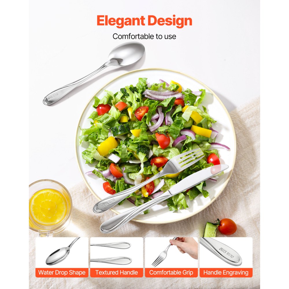 3316-65P - Elegant 65-Piece Stainless Steel Flatware Set for Dining & Entertaining