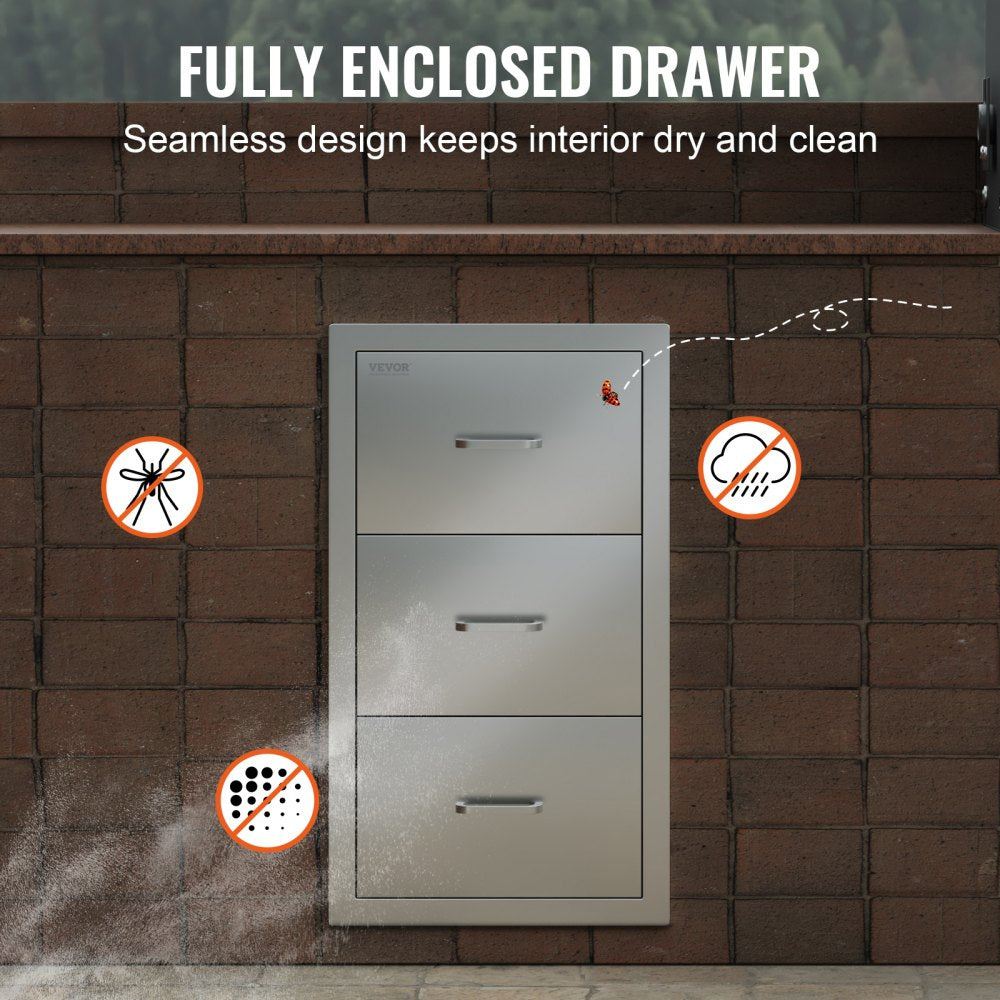 KM-CTG-2302-SKU1 - Premium 17"x30"x21" Stainless Steel Outdoor Kitchen Drawers with Towel Holder