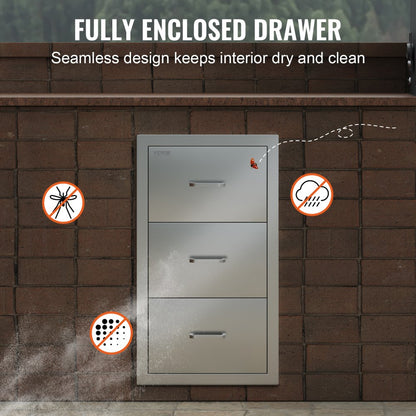 KM-CTG-2302-SKU1 - Premium 17"x30"x21" Stainless Steel Outdoor Kitchen Drawers with Towel Holder