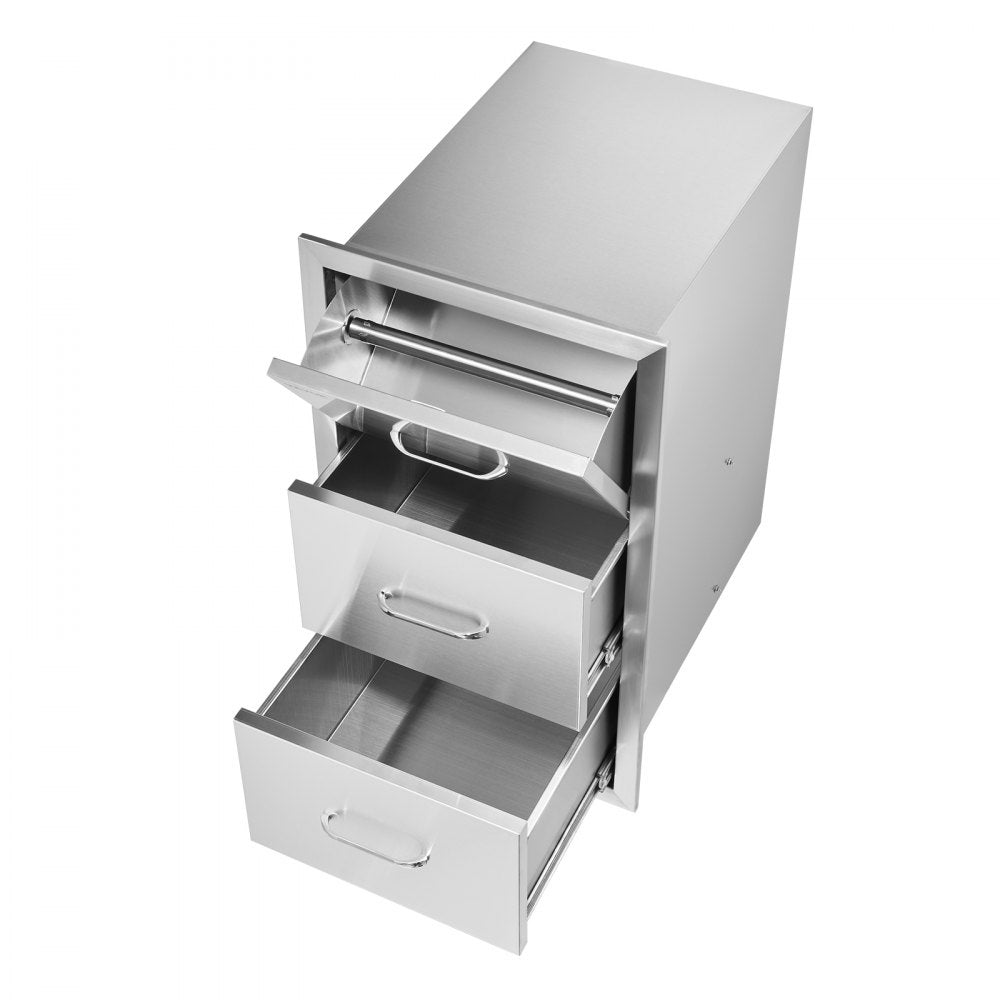 KM-CTG-2302-SKU1 - Premium 17"x30"x21" Stainless Steel Outdoor Kitchen Drawers with Towel Holder