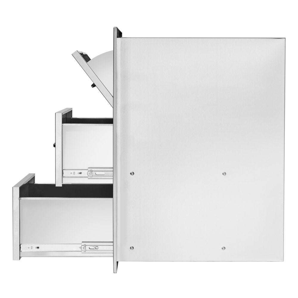 KM-CTG-2302-SKU1 - Premium 17"x30"x21" Stainless Steel Outdoor Kitchen Drawers with Towel Holder