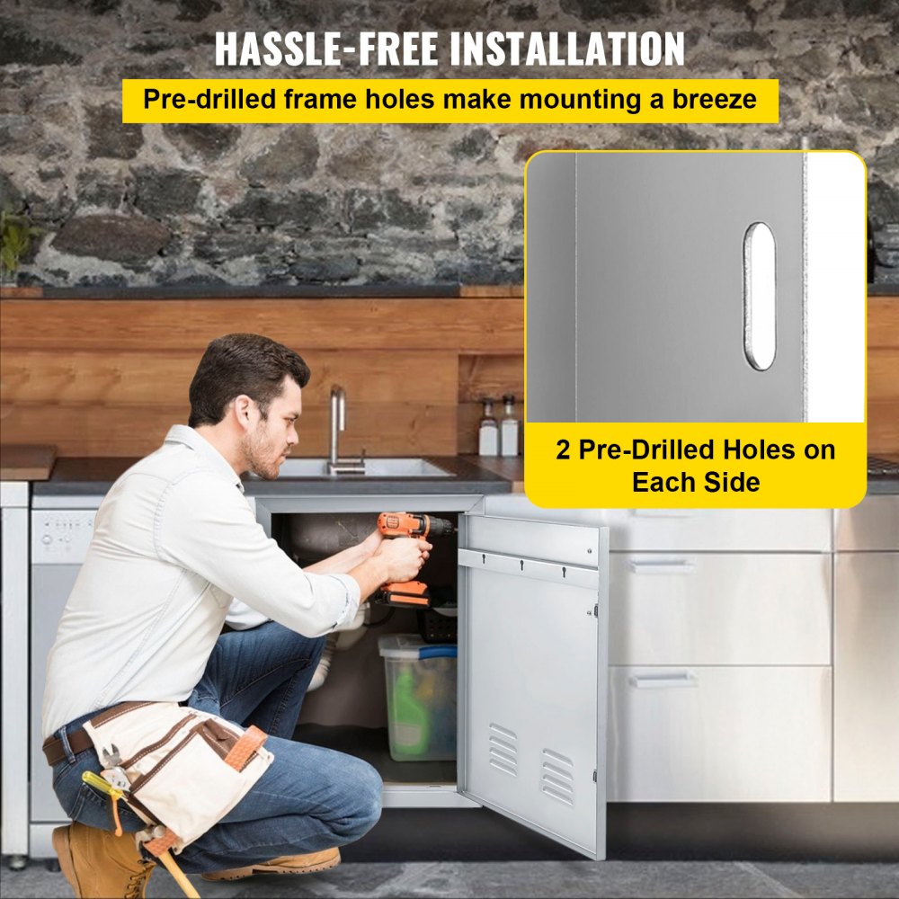 CGM-30x21IN - Premium Stainless Steel BBQ Island Doors, 30" x 21"