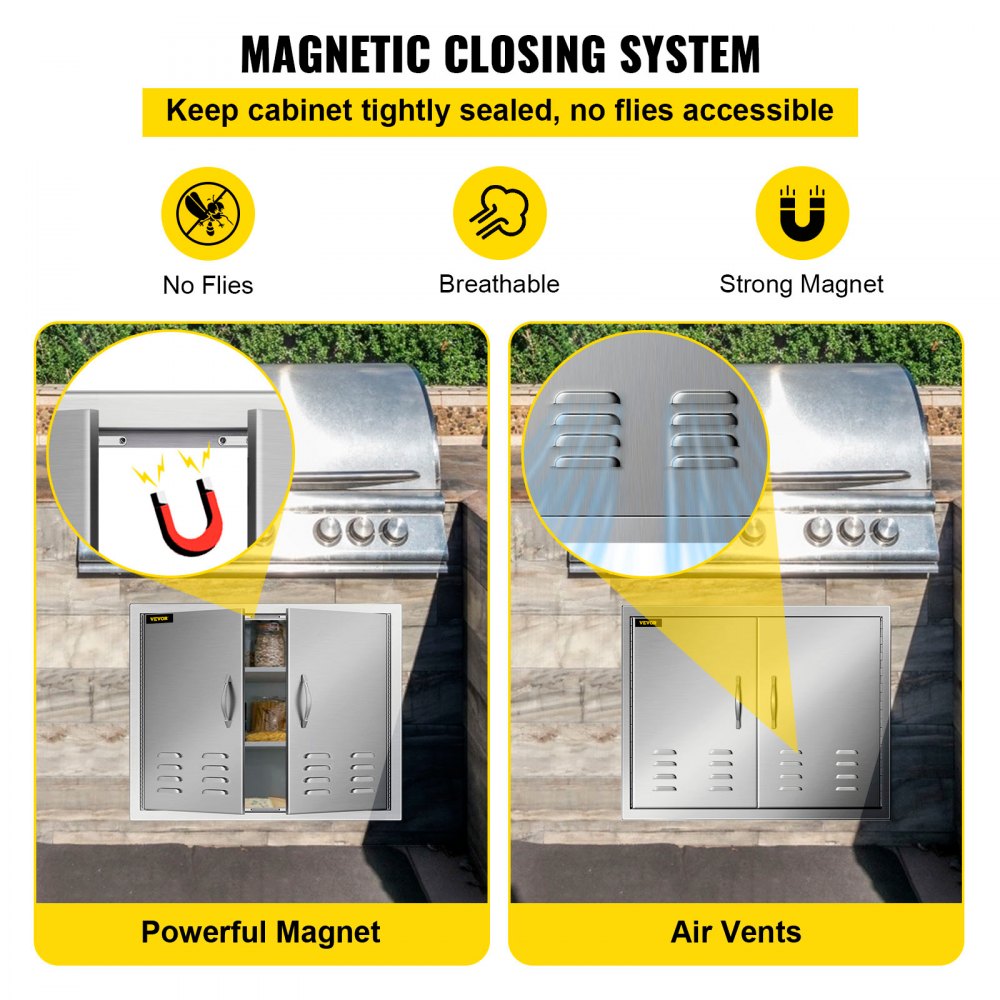 CGM-30x21IN - Premium Stainless Steel BBQ Island Doors, 30" x 21"