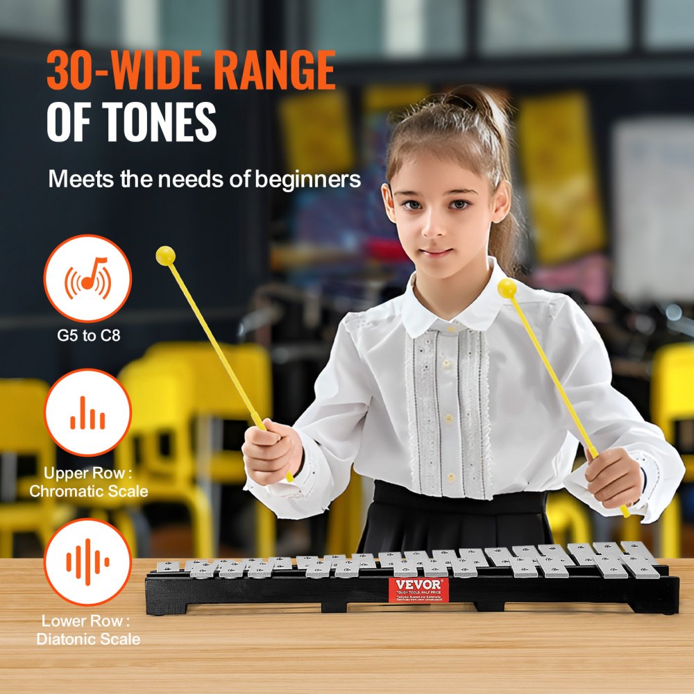 KS-30 - 30-Note Glockenspiel for Beginners with Bright Tones