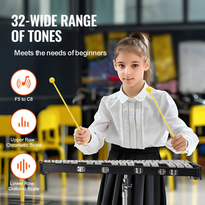 KS-32W - 32-Note Glockenspiel Kit with Sturdy Stand & Accessories