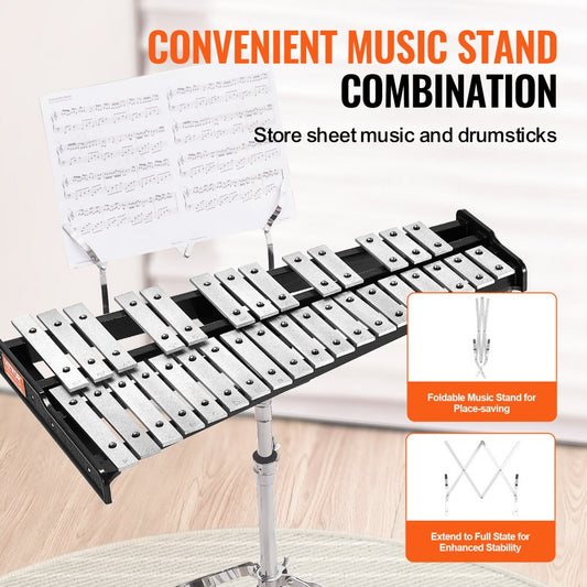 KS-32S - 32 Note Aluminum Glockenspiel Xylophone Kit for Musicians