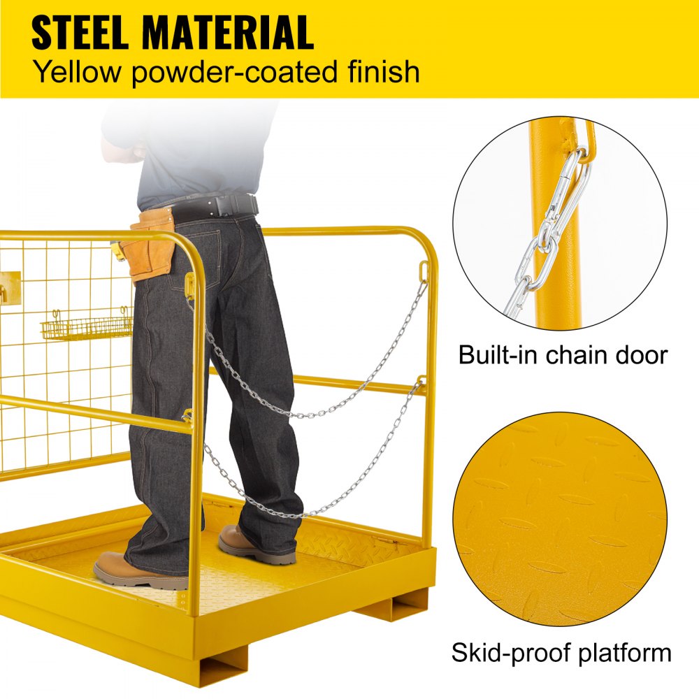 010809855720 - Heavy-Duty Steel Forklift Safety Cage with Locking Door 36"x36"