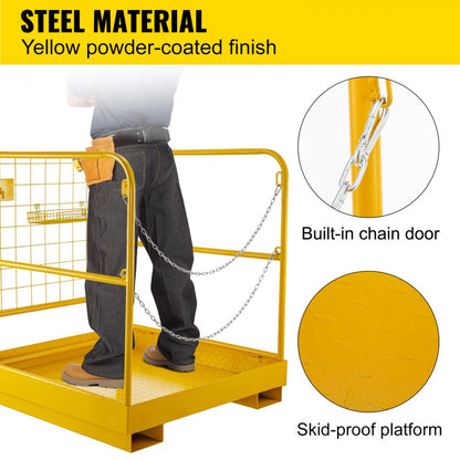 010809855720 - Heavy-Duty Steel Forklift Safety Cage with Locking Door 36"x36"
