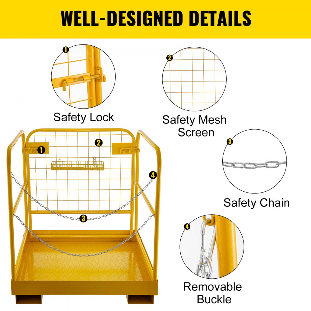 010809855720 - Heavy-Duty Steel Forklift Safety Cage with Locking Door 36"x36"