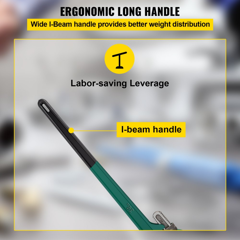 010694384866 - 36-Inch Heavy Duty Adjustable Pipe Wrench for 3.4-Inch Pipes