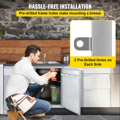 CGM-39x26IN - Durable Stainless Steel BBQ Door for Outdoor Kitchen, 39" x 26"