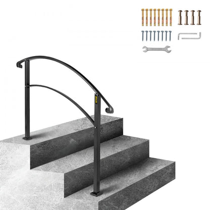 LTFS-3FT - Sturdy Wrought Iron Handrail for 3-Step Outdoor Safety