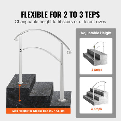 LTFSBS-3FT - Sturdy Wrought Iron Handrail for 3 Steps, Rustproof Design