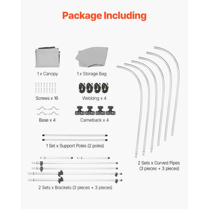 3 Bow - 6'L Aluminum Awning Canopy for Boats with Quick-Release Straps