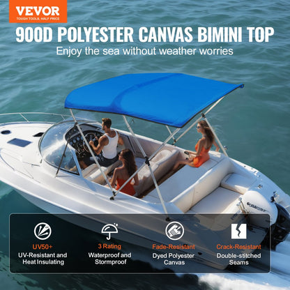 3 Bow 6'L × 46" H × 61" - 66" W - VEVOR Waterproof Bimini Top with Aluminum Frame