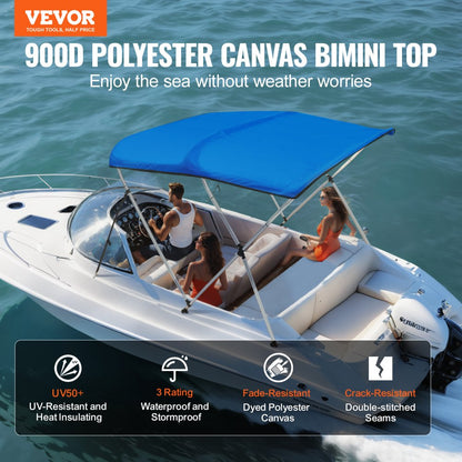 3 Bow 6'L × 46" H × 67" - 72" W - VEVOR Lightweight Aluminum Bimini Top with 900D Canopy