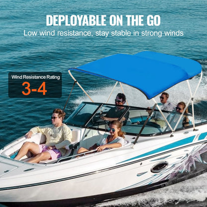 3 Bow 6'L × 46" H × 67" - 72" W - VEVOR Lightweight Aluminum Bimini Top with 900D Canopy