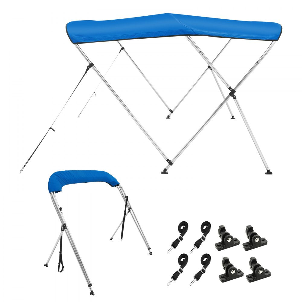 3 Bow 6'L × 46" H × 67" - 72" W - VEVOR Lightweight Aluminum Bimini Top with 900D Canopy
