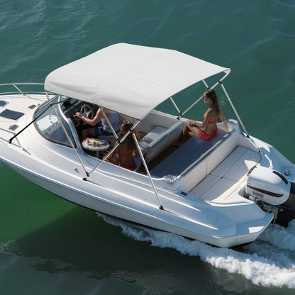 3 Bow 6'L×46"H ×79"-84"W - Durable Light Grey Bimini Top with Quick-Release Setup