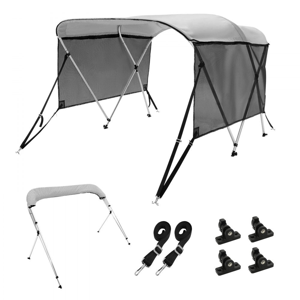 3 Bow 6'L × 46"H × 79" - 84"W - Light Grey UV-Protected Bimini Top
