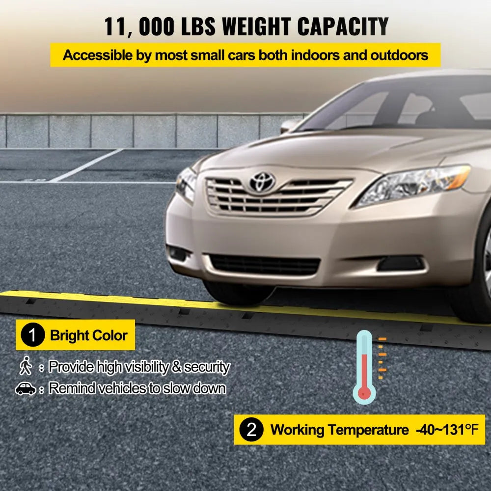 010293714399 - Heavy-Duty Rubber Cable Ramp for Vehicle Safety, 11,000 lbs Capacity
