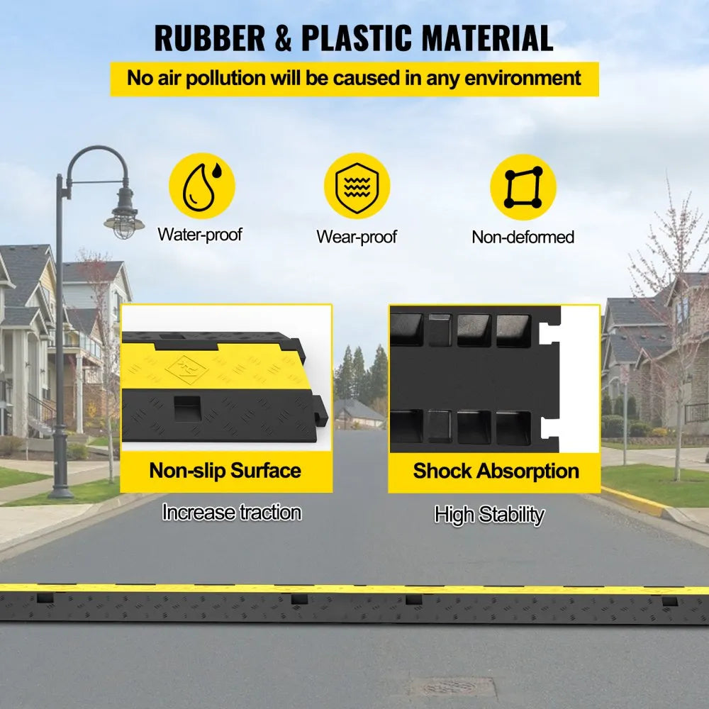 010293714399 - Heavy-Duty Rubber Cable Ramp for Vehicle Safety, 11,000 lbs Capacity