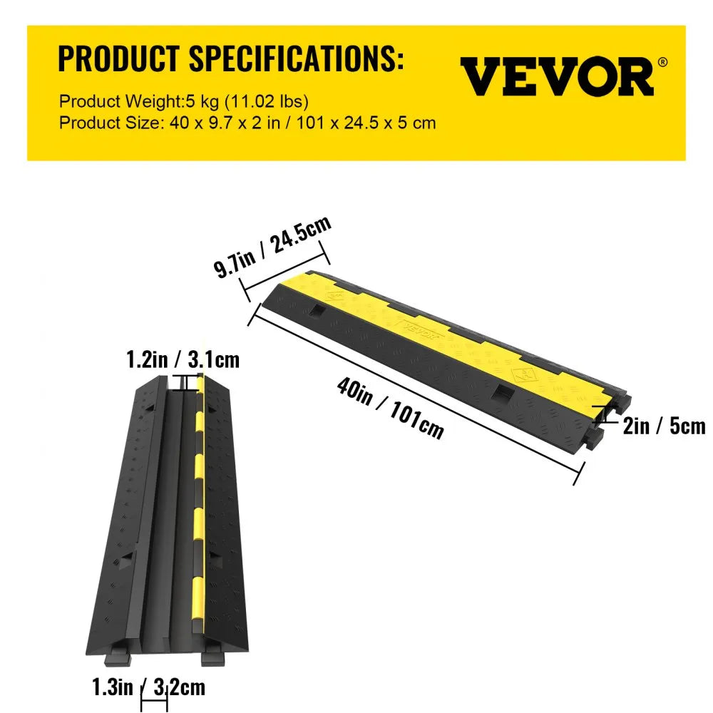 010293714399 - Heavy-Duty Rubber Cable Ramp for Vehicle Safety, 11,000 lbs Capacity