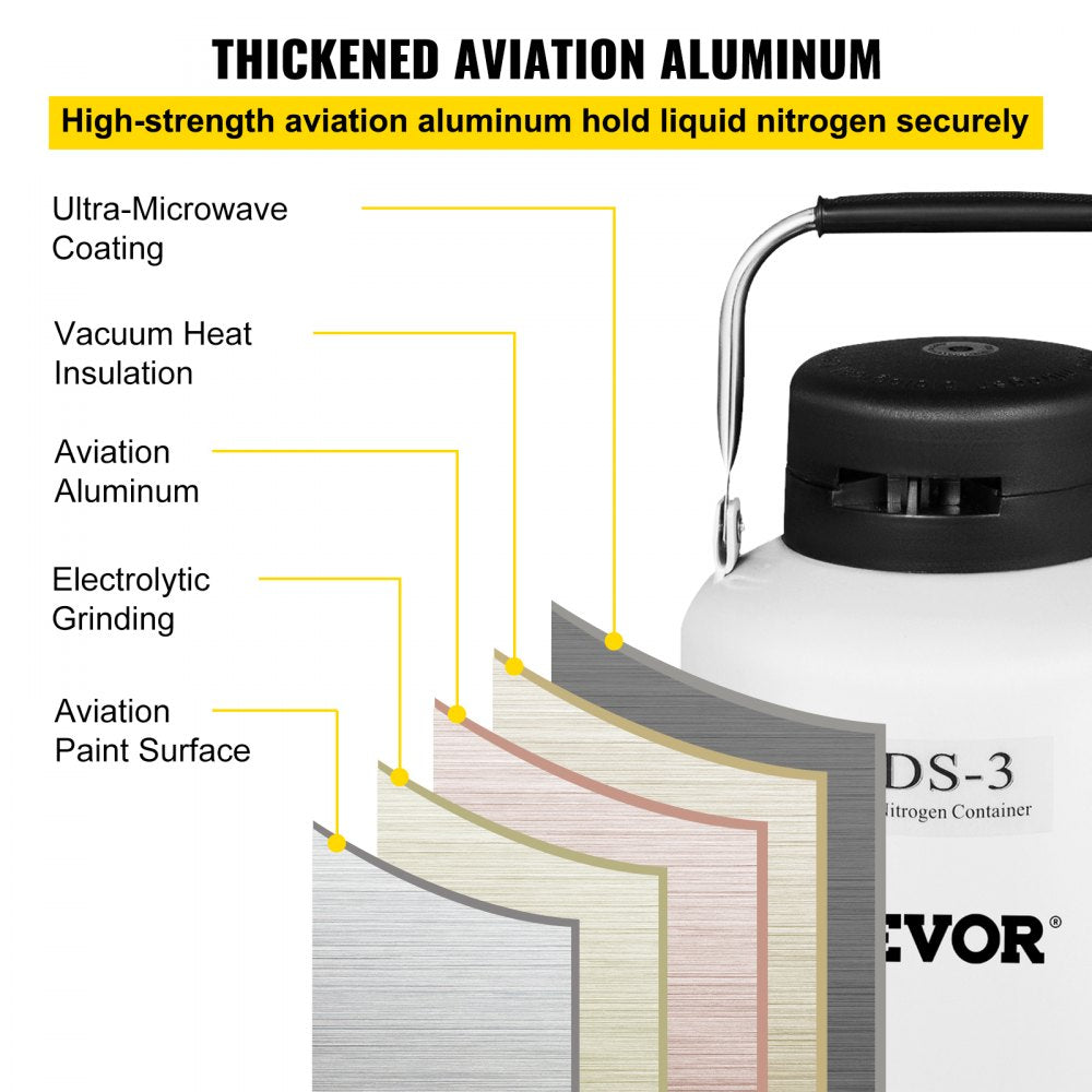 010174714454 - 3L Aluminum Liquid Nitrogen Container for Labs & Research