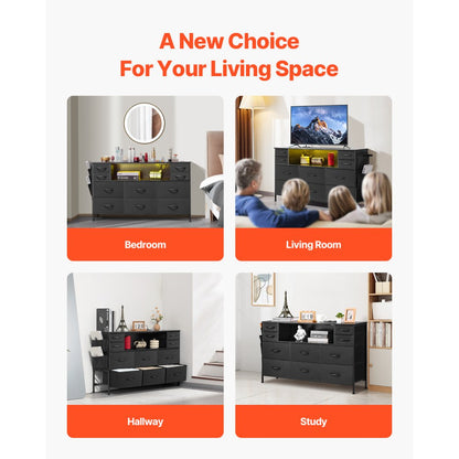 ZWE-BC-SS-07 - LED-Illuminated Fabric Dresser with Remote Control & Charging Drawers